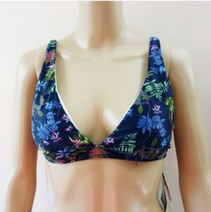Birds of Paradise Tropical Blue Bikini Top (M) NWT!